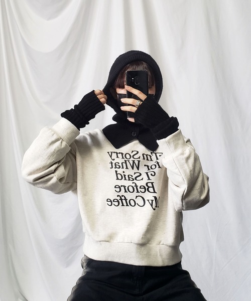 me+em select(ミームセレクト)の「【 10色展開 】ダブルボタンニットフーディバラクラバ(ニットキャップ/ビーニー・レディース・グレー/グリーン/イエロー/ブラウン/ライトブルー/アイボリー/ブラック/ピンク/ブルー/レッド・FREE)」の16枚目の写真
