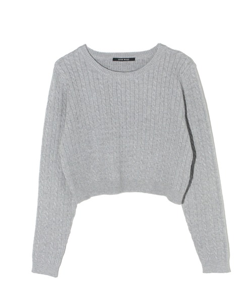 one way（ワンウェイ）の「ショートケーブルニット（ニット/セーター・レディース・ライトグレー/ブラック/ホワイト/レッド・FREE）」の4枚目の写真