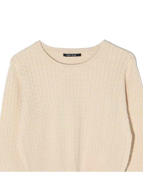 one way（ワンウェイ）の「ショートケーブルニット（ニット/セーター・レディース・ライトグレー/ブラック/ホワイト/レッド・FREE）」の6枚目の写真