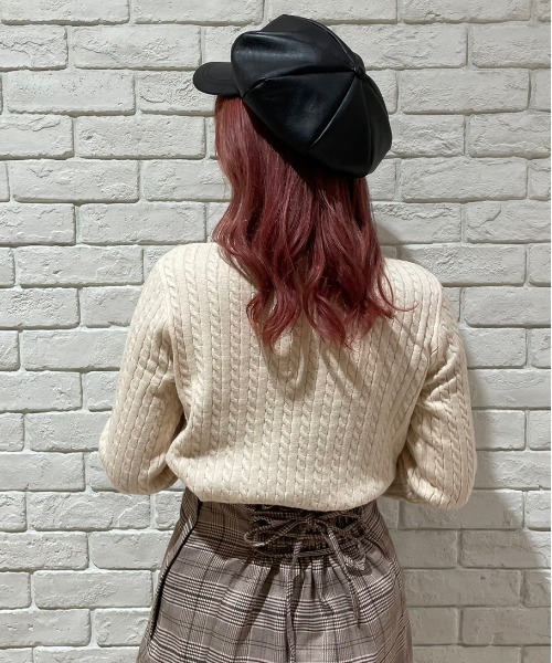 one way（ワンウェイ）の「ショートケーブルニット（ニット/セーター・レディース・ライトグレー/ブラック/ホワイト/レッド・FREE）」の22枚目の写真