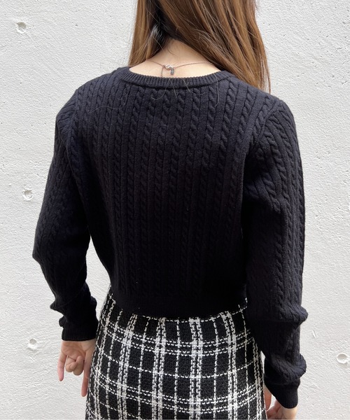 one way（ワンウェイ）の「ショートケーブルニット（ニット/セーター・レディース・ライトグレー/ブラック/ホワイト/レッド・FREE）」の13枚目の写真