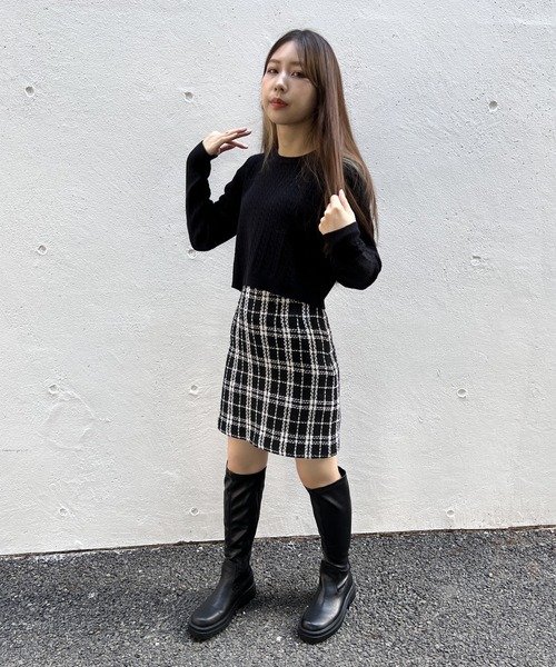 one way（ワンウェイ）の「ショートケーブルニット（ニット/セーター・レディース・ライトグレー/ブラック/ホワイト/レッド・FREE）」の16枚目の写真