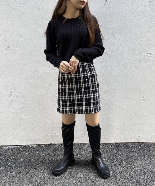 one way（ワンウェイ）の「ショートケーブルニット（ニット/セーター・レディース・ライトグレー/ブラック/ホワイト/レッド・FREE）」の17枚目の写真