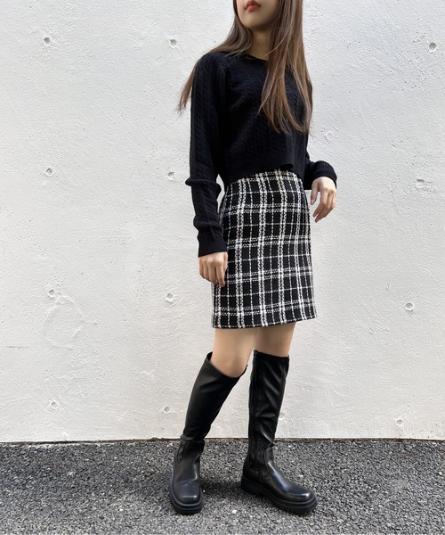 one way（ワンウェイ）の「ショートケーブルニット（ニット/セーター・レディース・ライトグレー/ブラック/ホワイト/レッド・FREE）」の18枚目の写真