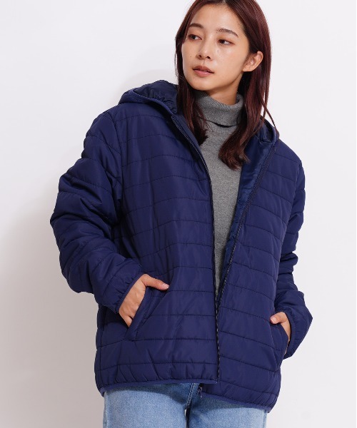 GIORDANO（ジョルダーノ）の「[ GIORDANO ]パデッドフードジャケット (ユニセックス)（ダウンジャケット/コート・レディース・ネイビー/グレー・SMALL/MEDIUM/LARGE/X-LARGE）」の22枚目の写真