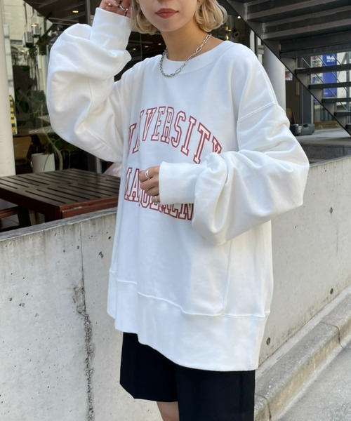 CIAOPANIC(チャオパニック)の「ヘビーウェイトプリントロゴスウェット(スウェット・レディース・チャコールグレー/オフホワイト/グレー・ONE SIZE)」の4枚目の写真