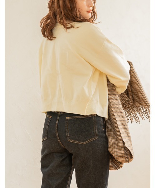 chocomee(チョコミー)の「snap button short cardigan/スナップボタンショートカーディガン(カーディガン/ボレロ・レディース・アイボリー/ブラウン・FREE)」の10枚目の写真