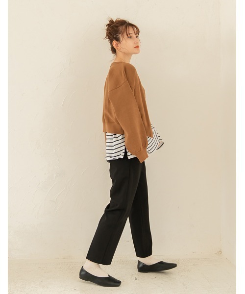 chocomee(チョコミー)の「snap button short cardigan/スナップボタンショートカーディガン(カーディガン/ボレロ・レディース・アイボリー/ブラウン・FREE)」の8枚目の写真