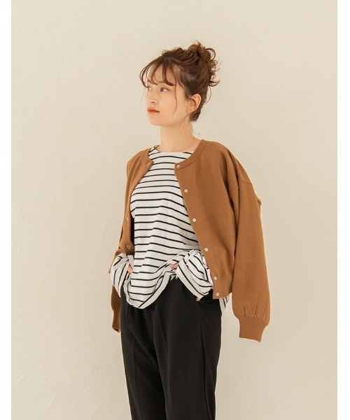 chocomee(チョコミー)の「snap button short cardigan/スナップボタンショートカーディガン(カーディガン/ボレロ・レディース・アイボリー/ブラウン・FREE)」の17枚目の写真