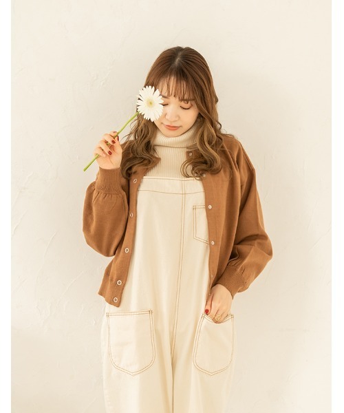 chocomee(チョコミー)の「snap button short cardigan/スナップボタンショートカーディガン(カーディガン/ボレロ・レディース・アイボリー/ブラウン・FREE)」の13枚目の写真