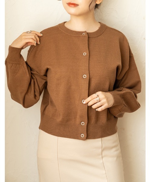 chocomee(チョコミー)の「snap button short cardigan/スナップボタンショートカーディガン(カーディガン/ボレロ・レディース・アイボリー/ブラウン・FREE)」の20枚目の写真