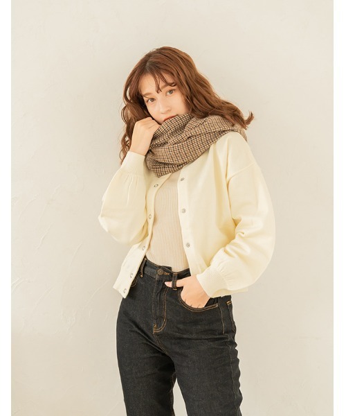 chocomee(チョコミー)の「snap button short cardigan/スナップボタンショートカーディガン(カーディガン/ボレロ・レディース・アイボリー/ブラウン・FREE)」の18枚目の写真