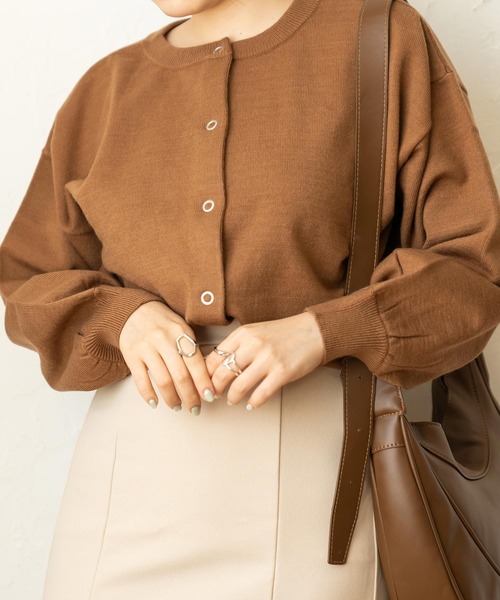 chocomee(チョコミー)の「snap button short cardigan/スナップボタンショートカーディガン(カーディガン/ボレロ・レディース・アイボリー/ブラウン・FREE)」の21枚目の写真