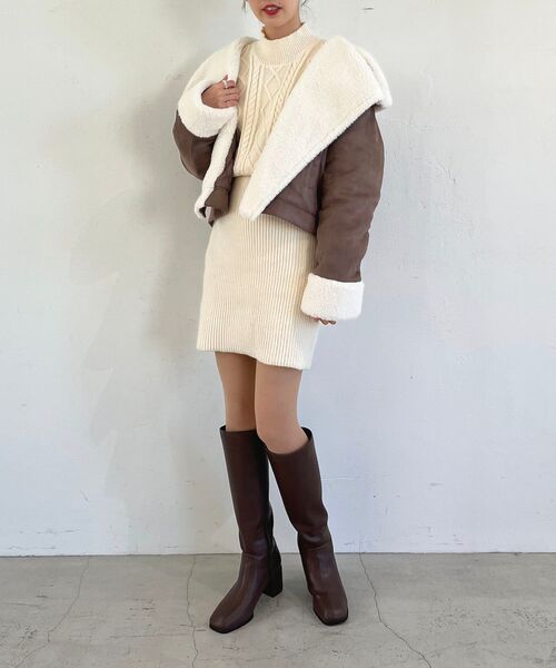 MAJESTIC LEGON（マジェスティックレゴン）の「ケーブルミニニットワンピース（ワンピース・レディース・ブラック/グレー/アイボリー・MEDIUM）」の11枚目の写真