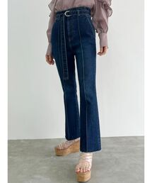 MERCURYDUO | ハイウエストストレッチフリンジヘムデニムパンツ(デニムパンツ)