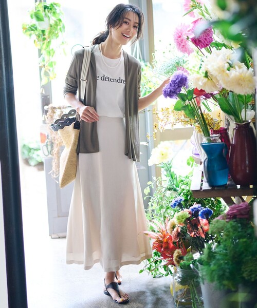 NAUSICA ビスコース & リネン キャンバス スカート 23区（ニジュウサンク）の「リネンビスコースツイル フレア