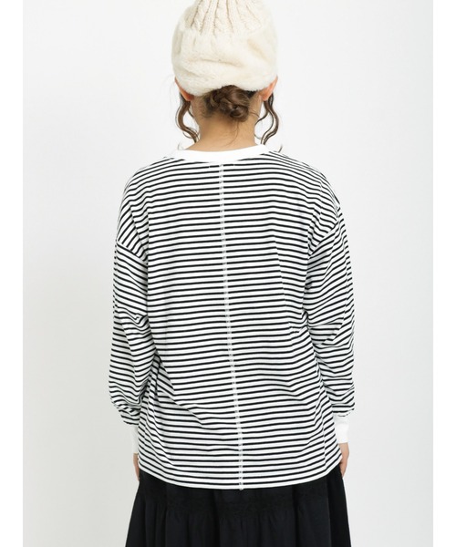 Samansa Mos2（サマンサ モスモス）の「柄アソートロングTシャツ（Tシャツ/カットソー・レディース・オフホワイト/ブラック/ベージュ/チャコール・ﾌﾘ-）」の14枚目の写真