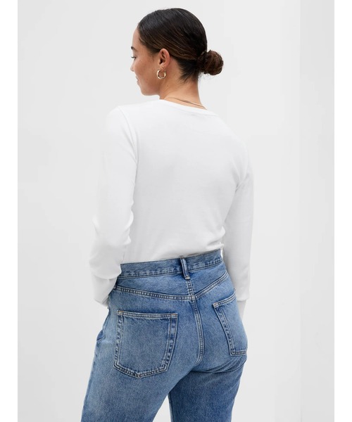 GAP 長袖 モダンクルーネック Tシャツ ホワイト2枚と黒1枚の3枚セット セール】モダンクルーネック長袖Tシャツ（Tシャツ/カットソー