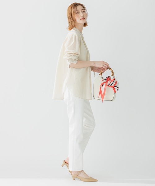 23区（ニジュウサンク）の「【洗える】コットンシルクローン バンドカラー ブラウス（シャツ/ブラウス・レディース・ベージュ系/スカイブルー系/ブラック系/ブルー系・48/46/44）」の20枚目の写真