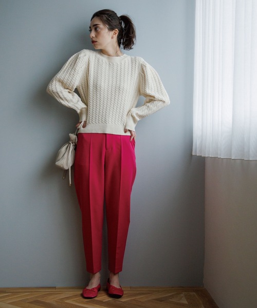 OPAQUE.CLIP(オペークドットクリップ)の「◆セットアップ対応 センタープレススティックパンツ【洗濯機洗い可/イージーケア/ストレッチ/防シワ/吸水速乾】(その他パンツ・レディース・カーキ/オフホワイト/ピンク系/ブルー/ブラック/ベージュ・36/38/40/34/42)」の18枚目の写真