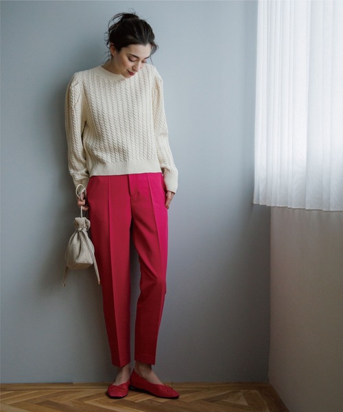 OPAQUE.CLIP(オペークドットクリップ)の「◆セットアップ対応 センタープレススティックパンツ【洗濯機洗い可/イージーケア/ストレッチ/防シワ/吸水速乾】(その他パンツ・レディース・カーキ/オフホワイト/ピンク系/ブルー/ブラック/ベージュ・36/38/40/34/42)」の17枚目の写真