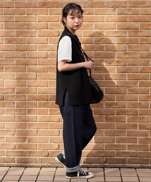 FREAK'S STORE（フリークスストア）の「畦ハーフジップベスト（ベスト・レディース・ブラック/オフホワイト/グレー・ﾌﾘ-）」の6枚目の写真