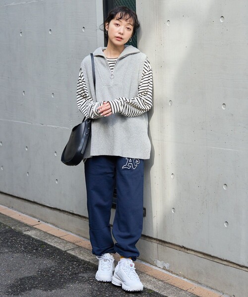 FREAK'S STORE（フリークスストア）の「畦ハーフジップベスト（ベスト・レディース・ブラック/オフホワイト/グレー・ﾌﾘ-）」の9枚目の写真