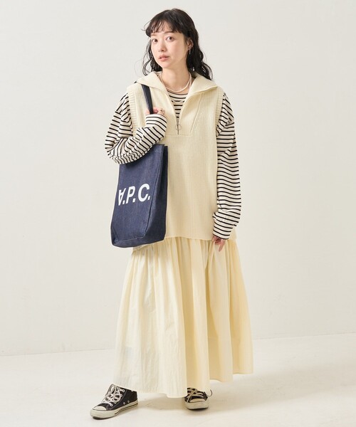 FREAK'S STORE（フリークスストア）の「畦ハーフジップベスト（ベスト・レディース・ブラック/オフホワイト/グレー・ﾌﾘ-）」の14枚目の写真