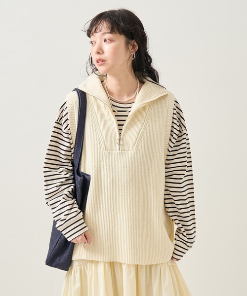 FREAK'S STORE（フリークスストア）の「畦ハーフジップベスト（ベスト・レディース・ブラック/オフホワイト/グレー・ﾌﾘ-）」の17枚目の写真