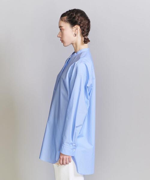 BEAUTY&YOUTH UNITED ARROWS（ビューティーアンドユースユナイテッドアローズ）の「コットンタイプライター スキッパー チュニック -ウォッシャブル-（シャツ/ブラウス・レディース・ホワイト/ライトブルー・S/M）」の4枚目の写真