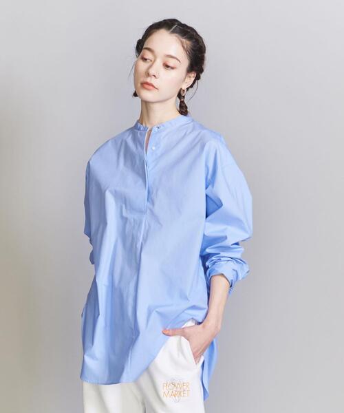 BEAUTY&YOUTH UNITED ARROWS（ビューティーアンドユースユナイテッドアローズ）の「コットンタイプライター スキッパー チュニック -ウォッシャブル-（シャツ/ブラウス・レディース・ホワイト/ライトブルー・S/M）」の6枚目の写真