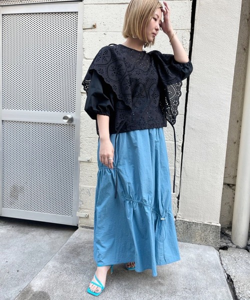 ＪＵＧＬＡＮＳ（ユグランス）の「☆ ワッシャータフタドロストスカート　31010H134（スカート・レディース・ブルー/アイボリー/ブラック・FREE）」の7枚目の写真