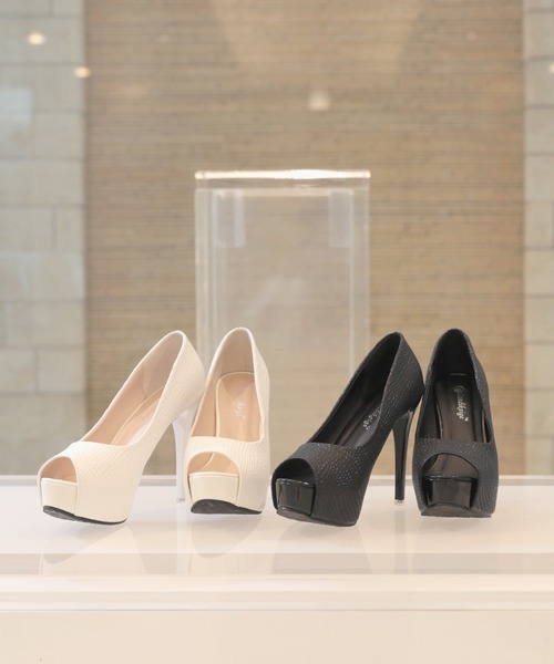 Julia Boutique（ジュリアブティック）の「クロコ調オープントゥ美脚ヒールパンプス/23081（パンプス・レディース・ブラック/ホワイト・35/36/38/39/37）」の22枚目の写真