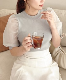 MIIA | ボリュームスリーブ異素材半袖ニット(ニット/セーター)