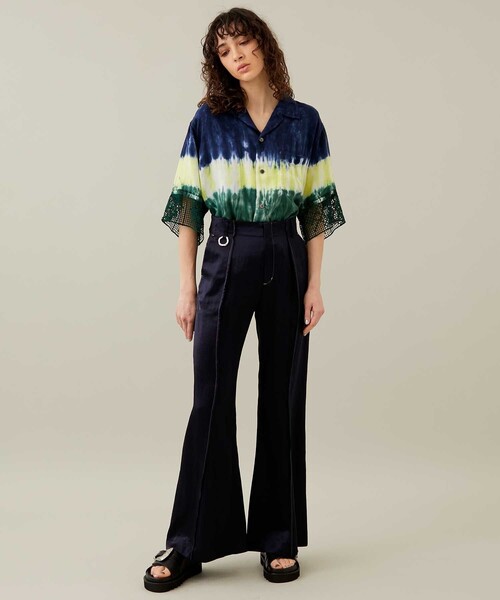 YOHEI OHNO（ヨウヘイオオノ）の「【YOHEI OHNO/ヨウヘイオオノ】アワーベーシックフレアトラウザー（スラックス・レディース・ベージュ/ネイビー・36/38）」の10枚目の写真