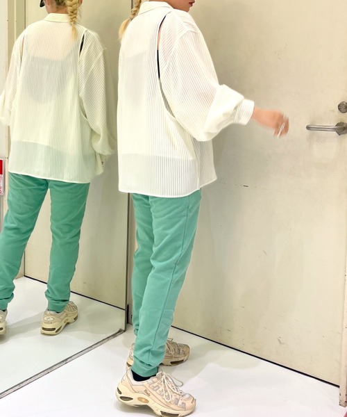 FOREVER 21（フォーエバー トゥエンティーワン）の「【BASIC】ストライプビッグシャツ（シャツ/ブラウス・レディース・オレンジ系その他/スカイブルー/イエロー/グリーン・FREE）」の6枚目の写真
