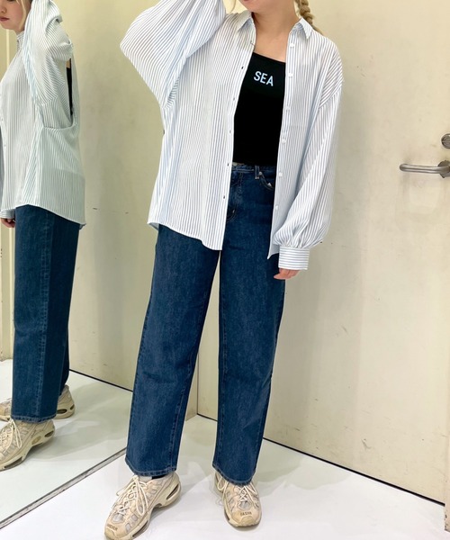 FOREVER 21（フォーエバー トゥエンティーワン）の「【BASIC】ストライプビッグシャツ（シャツ/ブラウス・レディース・オレンジ系その他/スカイブルー/イエロー/グリーン・FREE）」の13枚目の写真