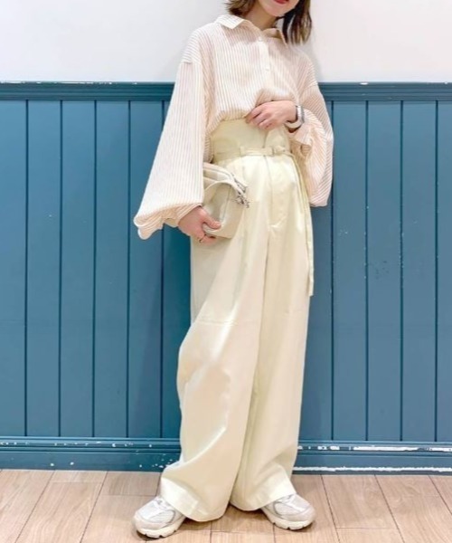 FOREVER 21（フォーエバー トゥエンティーワン）の「【BASIC】ストライプビッグシャツ（シャツ/ブラウス・レディース・オレンジ系その他/スカイブルー/イエロー/グリーン・FREE）」の8枚目の写真