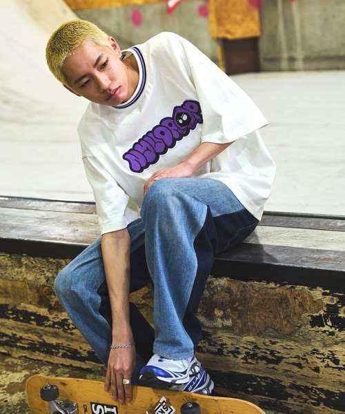 NYUDROP】GRAFFITI LOGO LINERIB S/S TEE / グラフィックロゴ刺繍