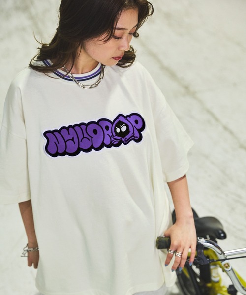 NYUDROP】GRAFFITI LOGO LINERIB S/S TEE / グラフィックロゴ