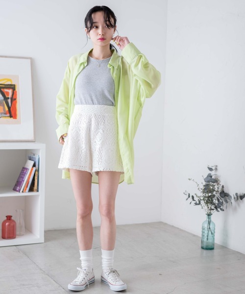 WEGO(ウィゴー)の「WEGO/【セットアップ対応】レースイージーショートパンツ(スラックス・レディース・ホワイト/ブラック・FREE)」の5枚目の写真