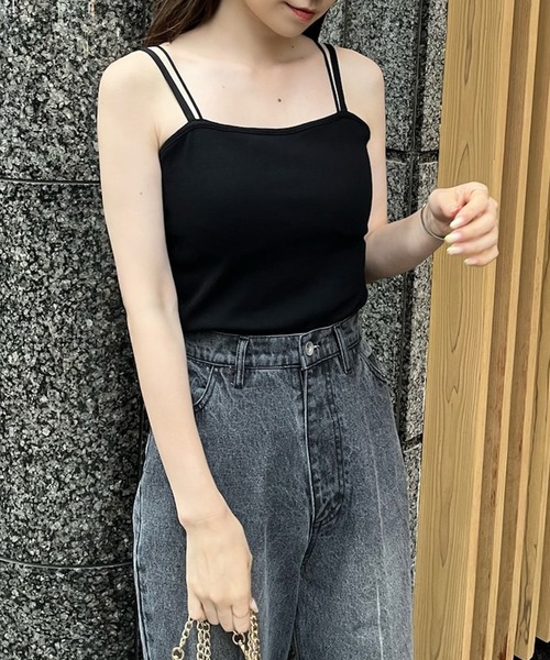 one after another NICE CLAUP（ワンアフターアナザーナイスクラップ）の「カップ付き/肩ひも2way/シンプルブラトップ（キャミソール・レディース・ブラック/オフホワイト/ピンク・FREE）」の12枚目の写真