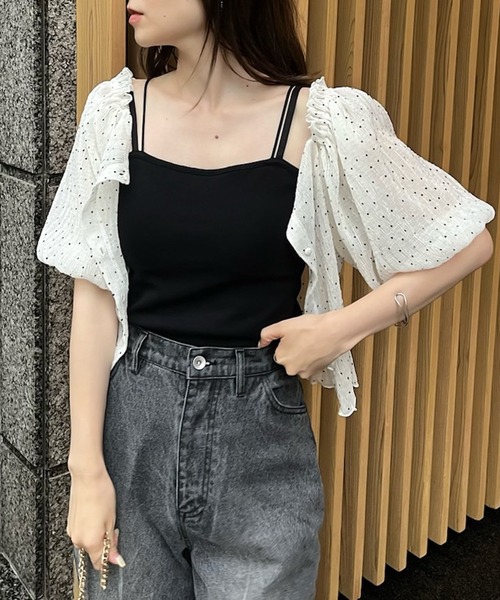 one after another NICE CLAUP（ワンアフターアナザーナイスクラップ）の「カップ付き/肩ひも2way/シンプルブラトップ（キャミソール・レディース・ブラック/オフホワイト/ピンク・FREE）」の10枚目の写真