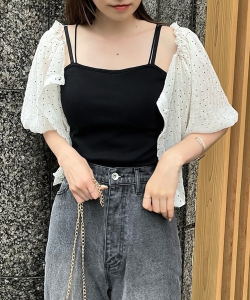 one after another NICE CLAUP（ワンアフターアナザーナイスクラップ）の「カップ付き/肩ひも2way/シンプルブラトップ（キャミソール・レディース・ブラック/オフホワイト/ピンク・FREE）」の20枚目の写真