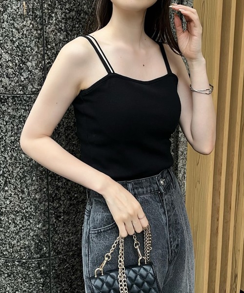 one after another NICE CLAUP（ワンアフターアナザーナイスクラップ）の「カップ付き/肩ひも2way/シンプルブラトップ（キャミソール・レディース・ブラック/オフホワイト/ピンク・FREE）」の5枚目の写真