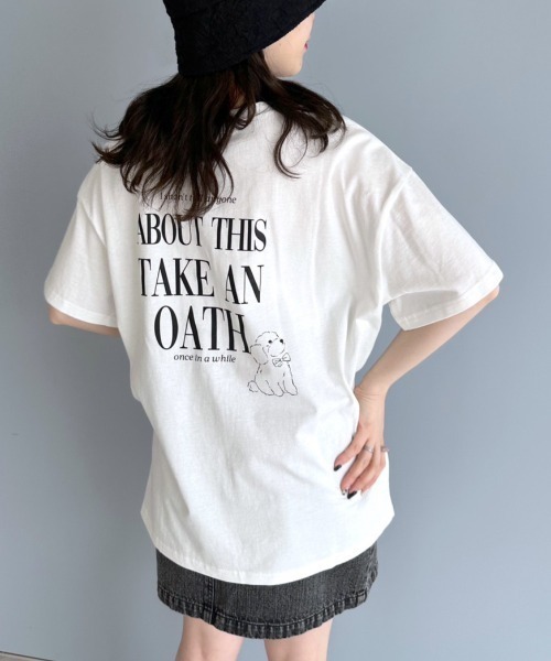 OLIVE des OLIVE(オリーブデオリーブ)の「アニピクビッグTシャツ(Tシャツ/カットソー・レディース・アイボリー/オフホワイト/サックスブルー/スミクロ・FREE)」の1枚目の写真