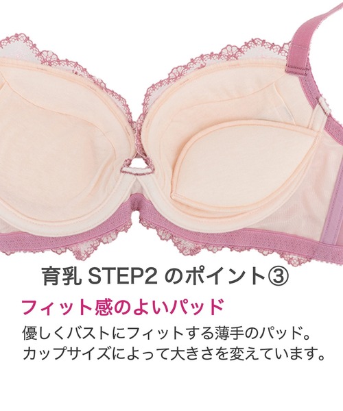 BRADELIS NEWYORK（ブラデリスニューヨーク）の「ベルステップ２ブラ23S2 ブラデリス 育乳補整 補正下着（ブラジャー・レディース・ピンク/グリーン/ロイヤルブルー・C70/D70/E70/F70/C65/C75/G75/D75/D80/E75/E80/F65/G70/G80/B70/B75/F80/G65/D65/F75/E65）」の7枚目の写真