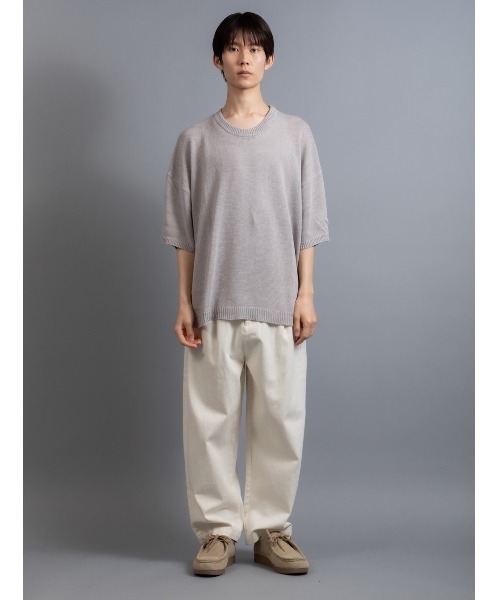 En serio TOKYO(エンソリオトーキョー)の「リネンコットン ルーズシルエット サマーニット(Tシャツ/カットソー・メンズ・ネイビー/ダークブルー/ライトグレー/ブラック/グレイッシュベージュ・M/L/XL)」の17枚目の写真