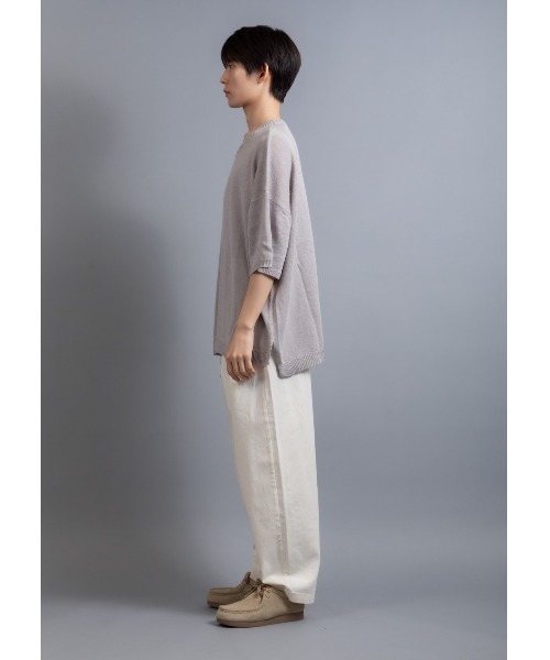 En serio TOKYO(エンソリオトーキョー)の「リネンコットン ルーズシルエット サマーニット(Tシャツ/カットソー・メンズ・ネイビー/ダークブルー/ライトグレー/ブラック/グレイッシュベージュ・M/L/XL)」の16枚目の写真