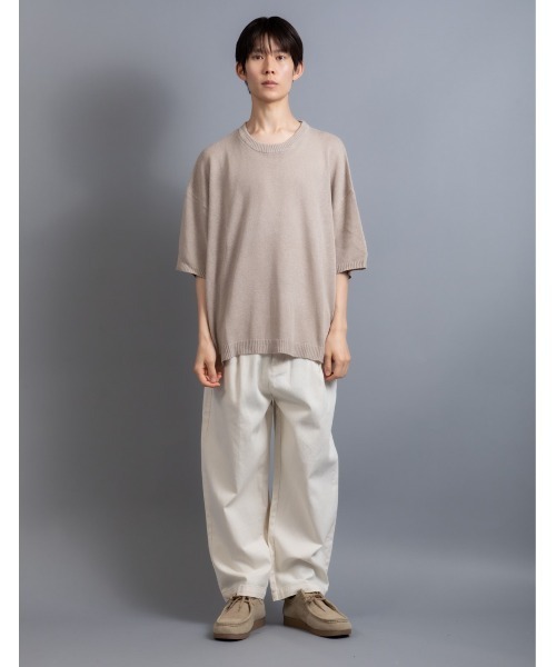 En serio TOKYO(エンソリオトーキョー)の「リネンコットン ルーズシルエット サマーニット(Tシャツ/カットソー・メンズ・ネイビー/ダークブルー/ライトグレー/ブラック/グレイッシュベージュ・M/L/XL)」の19枚目の写真